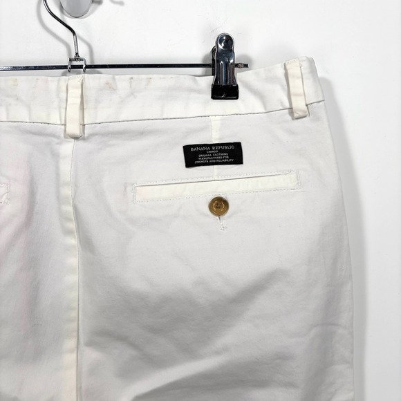 Banana Republic Fulton Skinny Chino Pants Men 33x32 White Ivory Stretch Cotton - Picture 9 of 12